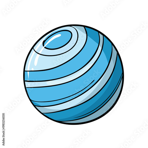 Blue and white striped exercise ball isolated on white a playful representation of fitness equipment