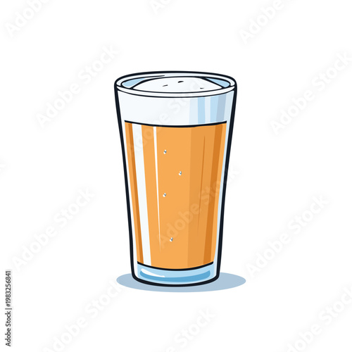 Tall glass of refreshing golden beer with foam bubbles and condensation rings