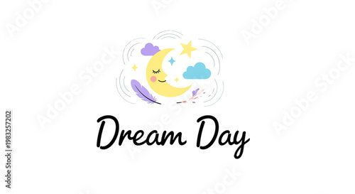 Dream Day Cartoon Smiling Face Icon.