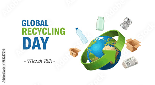 Earth Globe Recycling Day Symbol.