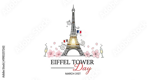 Eiffel Tower Paris France Landmark Icon.