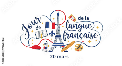 French Language Day Celebration Illustration.