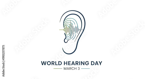 World Hearing Day Ear Awareness Illustration.