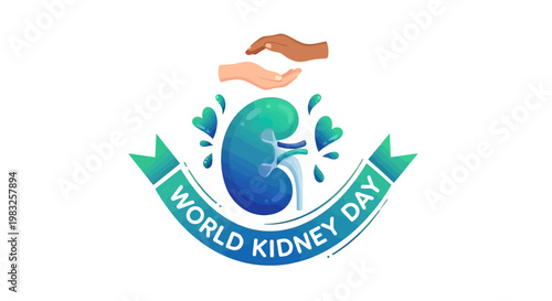 World Kidney Day Awareness Ribbon Logo.