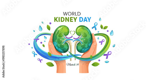 World Kidney Day Awareness Illustration Design.