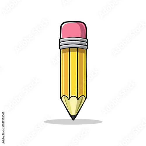 Simple yellow wooden pencil with pink eraser and graphite tip