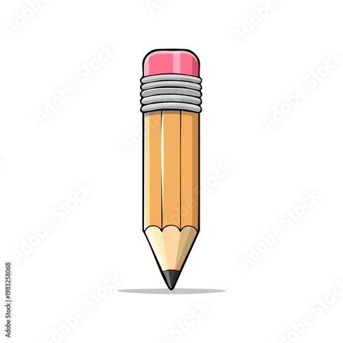 Yellow wooden pencil with pink eraser and sharpened graphite tip ready for drawing