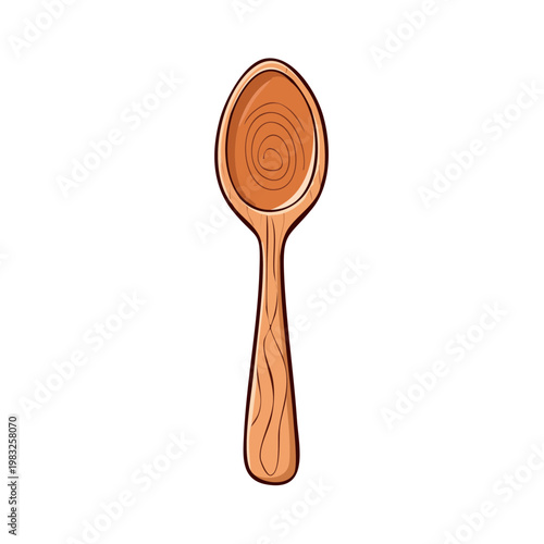 Simple Wooden Spoon With Natural Grain Detail Isolated On White