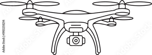 Illustration of a drone with camera, representing advanced aerial technology and modern surveillance