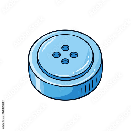 Simple Blue Round Sewing Button with Four Holes for Crafting and Apparel