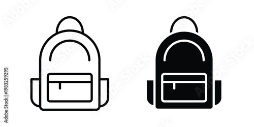 Backpack icon Flat and linear stroke vector design isolated illustration.