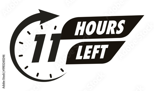 Timer 11 hours left with arrow watch sticker for promo offer, promotion, sale, social media post