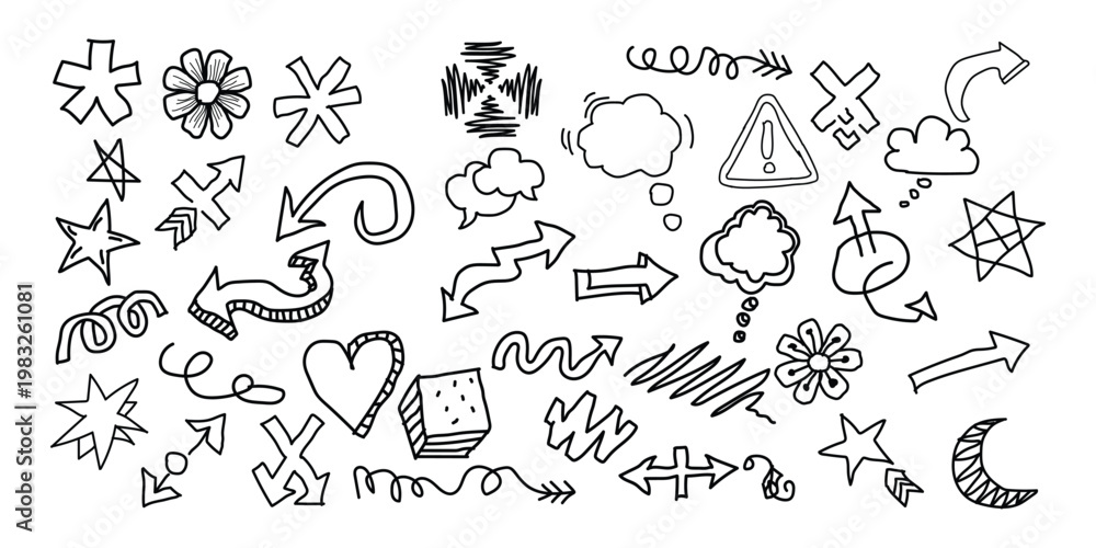 Fototapeta premium Collection of hand drawn doodle icons and symbols