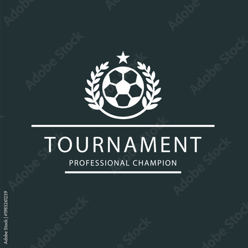 Soccer football business logo and business card template design with championship cup icon vector illustration for sports team competition and victory theme
