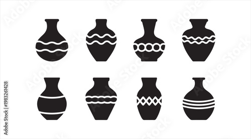 Set of ceramic vessel silhouettes showcasing cultural and handmade pottery design