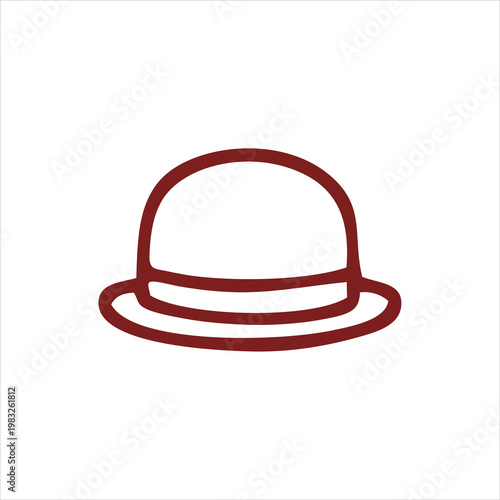 Hand drawn doodle icon of bowler hat.