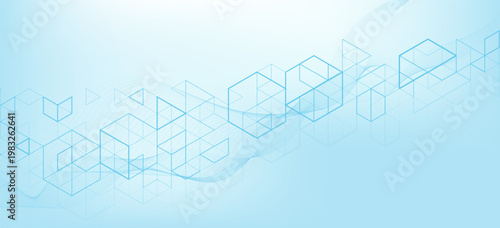 Modern science background with lines, dots and hexagons. Wave flow abstract background. Molecular structure for medical, technology, chemistry, science. illustration