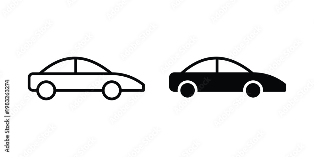 Fototapeta premium Car icon Flat and linear stroke vector design isolated illustration.