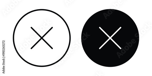 Cancel icon Flat and linear stroke vector design isolated illustration.