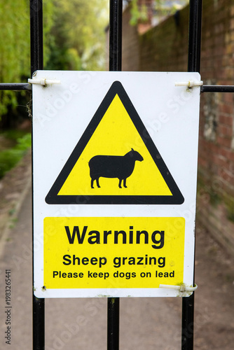 Sheep Grazing Sign in Hampshire, UK
