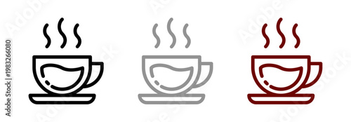 Cup of Hot Coffee or Tea icon highlights freshness by showing a hot beverage with rising steam in a modern outline style for packaging and branding