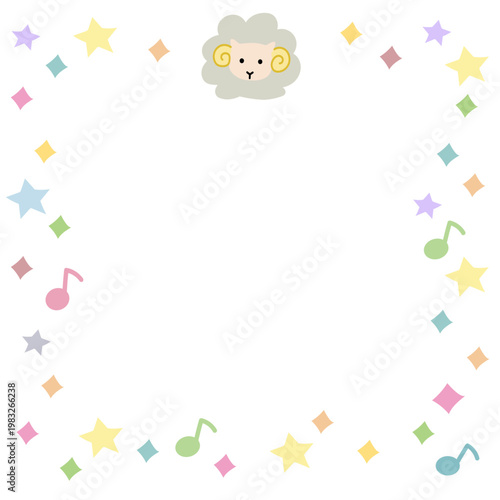 ヒツジのかわいいカラフルなフレーム