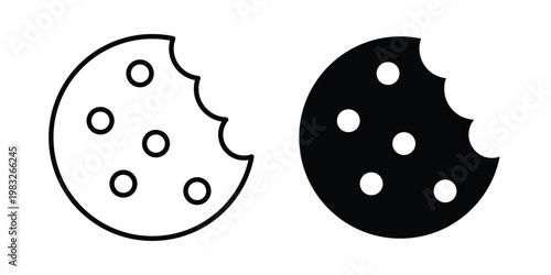 Cookie icon Flat and linear stroke vector design isolated illustration.