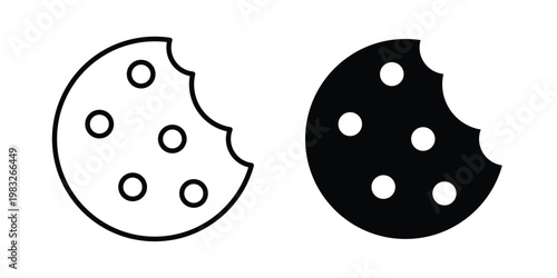 Cookie icon Flat and linear stroke vector design isolated illustration.