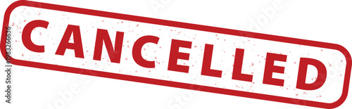 Red rubber stamp with cancelled text on white background