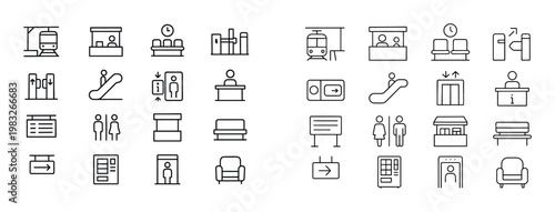 Public transit and station icons displayed on grid