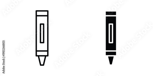 Crayon icon Flat and linear stroke vector design isolated illustration.