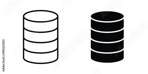 Database icon Flat and linear stroke vector design isolated illustration.