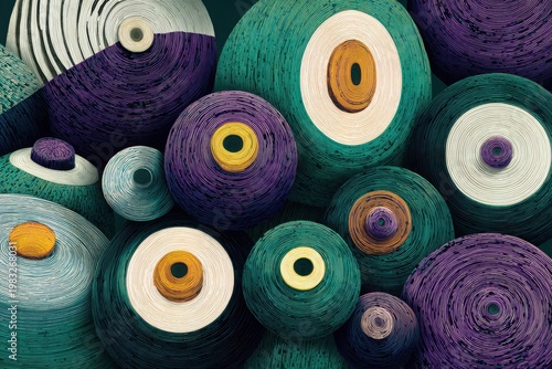 Colorful Abstract Blueberry Illustration with Dynamic Shapes and Patterns