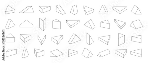 Bild auf Leinwand Vector Set of Isometric Triangular Prisms