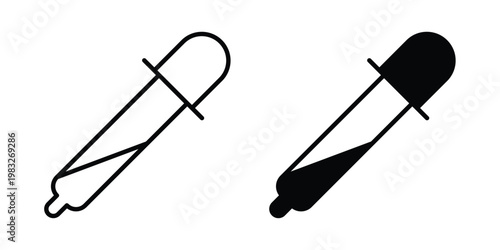Dropper icon Flat and linear stroke vector design isolated illustration.