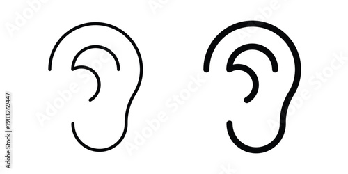Ear icon Flat and linear stroke vector design isolated illustration.