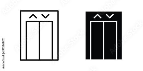 Elevator icon Flat and linear stroke vector design isolated illustration.