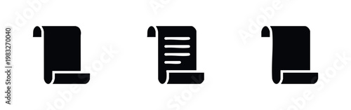 Scroll Icons: Rolled Parchment and Document Symbols for Information and History