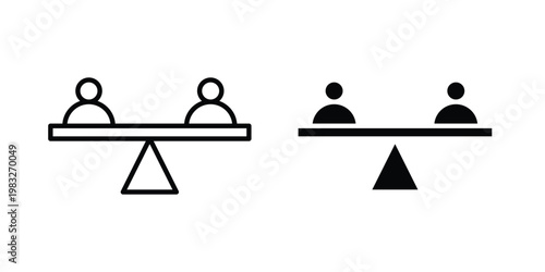 Equality icon Flat and linear stroke vector design isolated illustration.