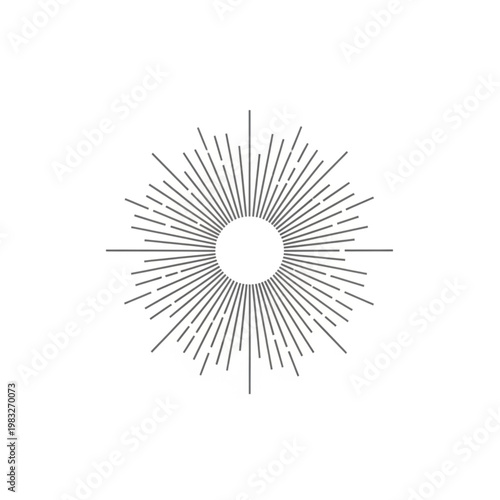 Simple Black and White Sun Symbol Design.
