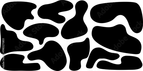 Abstract liquid shapes. Organic wavy shapes and frames for text labels. Irregular fluid flat forms. Random wavy oval spots and curvy elements with irregular edges for modern graphic layouts, stickers