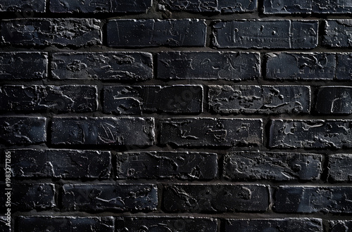 Photo of Old brick wall painted in black color. Background texture for backdrops or mapping