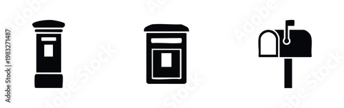 Mailbox icons in different styles on white background.