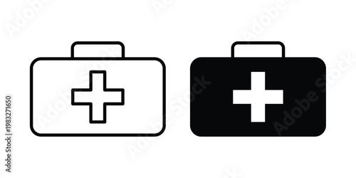 First aid icon Flat and linear stroke vector design isolated illustration.