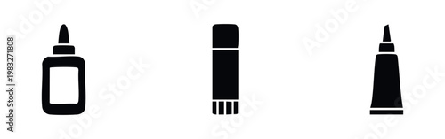 Icon Set: Glue, Marker, and Applicator Bottles