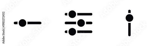Three black icons representing sliders and controls on white background
