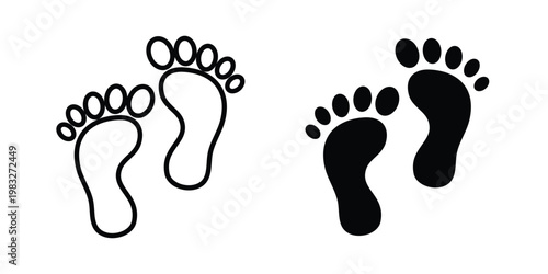Foot icon Flat and linear stroke vector design isolated illustration.