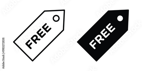 Free tag icon Flat and linear stroke vector design isolated illustration.