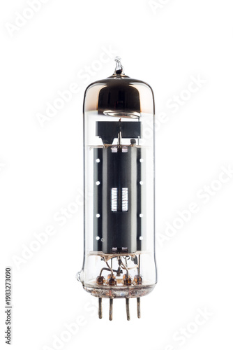Vintage vacuum tube isolated on white background.