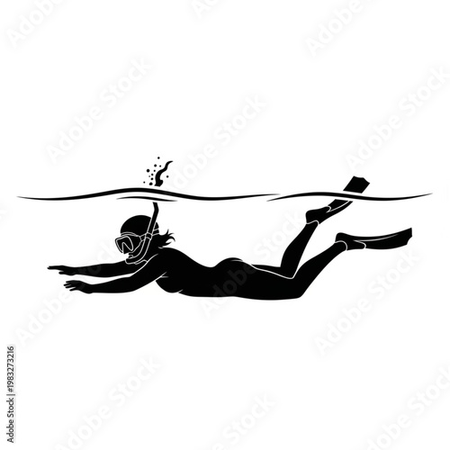 Scuba Diver Swimming Underwater with Fins.